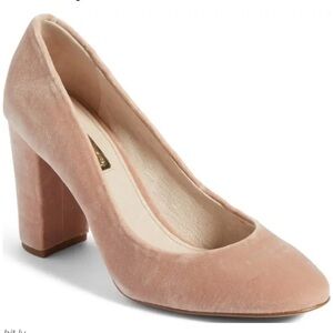 Louise et Cie Pink Velvet Block Heel Pumps